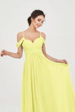 Spaghetti Straps Chiffon Off the Shoulder Bridesmaid Dress Floor Formal Evening Dresses Gowns