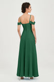 Spaghetti Straps Chiffon Off the Shoulder Bridesmaid Dress Floor Formal Evening Dresses Gowns