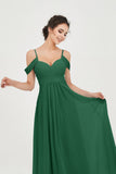 Spaghetti Straps Chiffon Off the Shoulder Bridesmaid Dress Floor Formal Evening Dresses Gowns