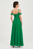 Spaghetti Straps Chiffon Off the Shoulder Bridesmaid Dress Floor Formal Evening Dresses Gowns