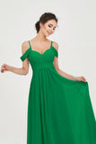 Spaghetti Straps Chiffon Off the Shoulder Bridesmaid Dress Floor Formal Evening Dresses Gowns