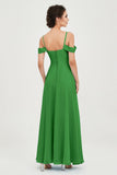 Spaghetti Straps Chiffon Off the Shoulder Bridesmaid Dress Floor Formal Evening Dresses Gowns