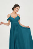 Spaghetti Straps Chiffon Off the Shoulder Bridesmaid Dress Floor Formal Evening Dresses Gowns