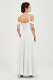 Spaghetti Straps Chiffon Off the Shoulder Bridesmaid Dress Floor Formal Evening Dresses Gowns