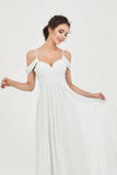 Spaghetti Straps Chiffon Off the Shoulder Bridesmaid Dress Floor Formal Evening Dresses Gowns