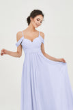 Spaghetti Straps Chiffon Off the Shoulder Bridesmaid Dress Floor Formal Evening Dresses Gowns