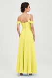 Spaghetti Straps Chiffon Off the Shoulder Bridesmaid Dress Floor Formal Evening Dresses Gowns