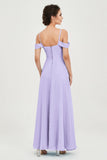 Spaghetti Straps Chiffon Off the Shoulder Bridesmaid Dress Floor Formal Evening Dresses Gowns