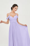 Spaghetti Straps Chiffon Off the Shoulder Bridesmaid Dress Floor Formal Evening Dresses Gowns