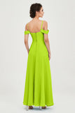 Spaghetti Straps Chiffon Off the Shoulder Bridesmaid Dress Floor Formal Evening Dresses Gowns