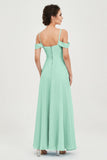 Spaghetti Straps Chiffon Off the Shoulder Bridesmaid Dress Floor Formal Evening Dresses Gowns