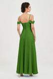 Spaghetti Straps Chiffon Off the Shoulder Bridesmaid Dress Floor Formal Evening Dresses Gowns