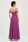 Spaghetti Straps Chiffon Off the Shoulder Bridesmaid Dress Floor Formal Evening Dresses Gowns