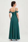Spaghetti Straps Chiffon Off the Shoulder Bridesmaid Dress Floor Formal Evening Dresses Gowns