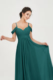 Spaghetti Straps Chiffon Off the Shoulder Bridesmaid Dress Floor Formal Evening Dresses Gowns