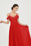 Spaghetti Straps Chiffon Off the Shoulder Bridesmaid Dress Floor Formal Evening Dresses Gowns