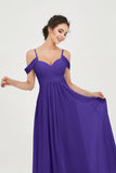 Spaghetti Straps Chiffon Off the Shoulder Bridesmaid Dress Floor Formal Evening Dresses Gowns