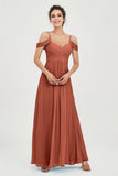 Spaghetti Straps Chiffon Off the Shoulder Bridesmaid Dress Floor Formal Evening Dresses Gowns