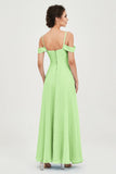 Spaghetti Straps Chiffon Off the Shoulder Bridesmaid Dress Floor Formal Evening Dresses Gowns