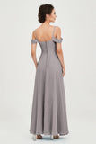 Spaghetti Straps Chiffon Off the Shoulder Bridesmaid Dress Floor Formal Evening Dresses Gowns