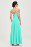 Spaghetti Straps Chiffon Off the Shoulder Bridesmaid Dress Floor Formal Evening Dresses Gowns