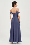 Spaghetti Straps Chiffon Off the Shoulder Bridesmaid Dress Floor Formal Evening Dresses Gowns