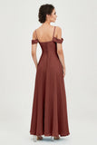 Spaghetti Straps Chiffon Off the Shoulder Bridesmaid Dress Floor Formal Evening Dresses Gowns