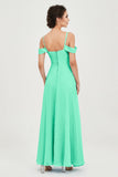 Spaghetti Straps Chiffon Off the Shoulder Bridesmaid Dress Floor Formal Evening Dresses Gowns
