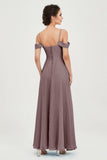 Spaghetti Straps Chiffon Off the Shoulder Bridesmaid Dress Floor Formal Evening Dresses Gowns