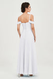 Spaghetti Straps Chiffon Off the Shoulder Bridesmaid Dress Floor Formal Evening Dresses Gowns