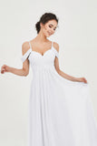 Spaghetti Straps Chiffon Off the Shoulder Bridesmaid Dress Floor Formal Evening Dresses Gowns