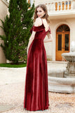 Flutter Sleeves Velvet Formal Evening Party Dresses with Slit Long Bridesmaid Dress Gowns