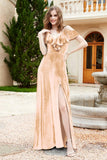 Flutter Sleeves Velvet Formal Evening Party Dresses with Slit Long Bridesmaid Dress Gowns
