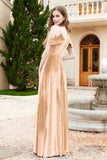 Flutter Sleeves Velvet Formal Evening Party Dresses with Slit Long Bridesmaid Dress Gowns