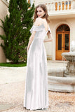 Flutter Sleeves Velvet Formal Evening Party Dresses with Slit Long Bridesmaid Dress Gowns