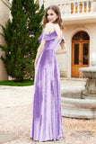 Flutter Sleeves Velvet Formal Evening Party Dresses with Slit Long Bridesmaid Dress Gowns