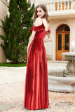 Flutter Sleeves Velvet Formal Evening Party Dresses with Slit Long Bridesmaid Dress Gowns