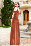Flutter Sleeves Velvet Formal Evening Party Dresses with Slit Long Bridesmaid Dress Gowns