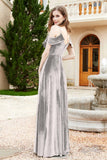 Flutter Sleeves Velvet Formal Evening Party Dresses with Slit Long Bridesmaid Dress Gowns