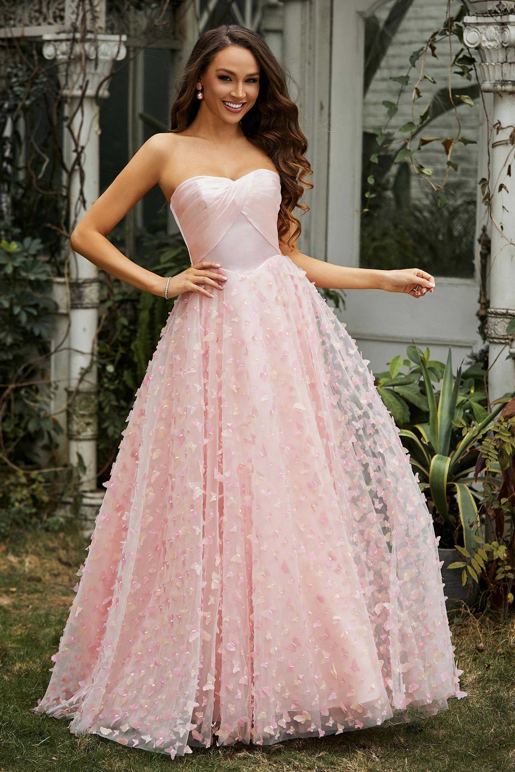 Sweetheart Applique Ruffles A-Line Floor-Length Prom Party Ball Gown Evening Wedding Dresses