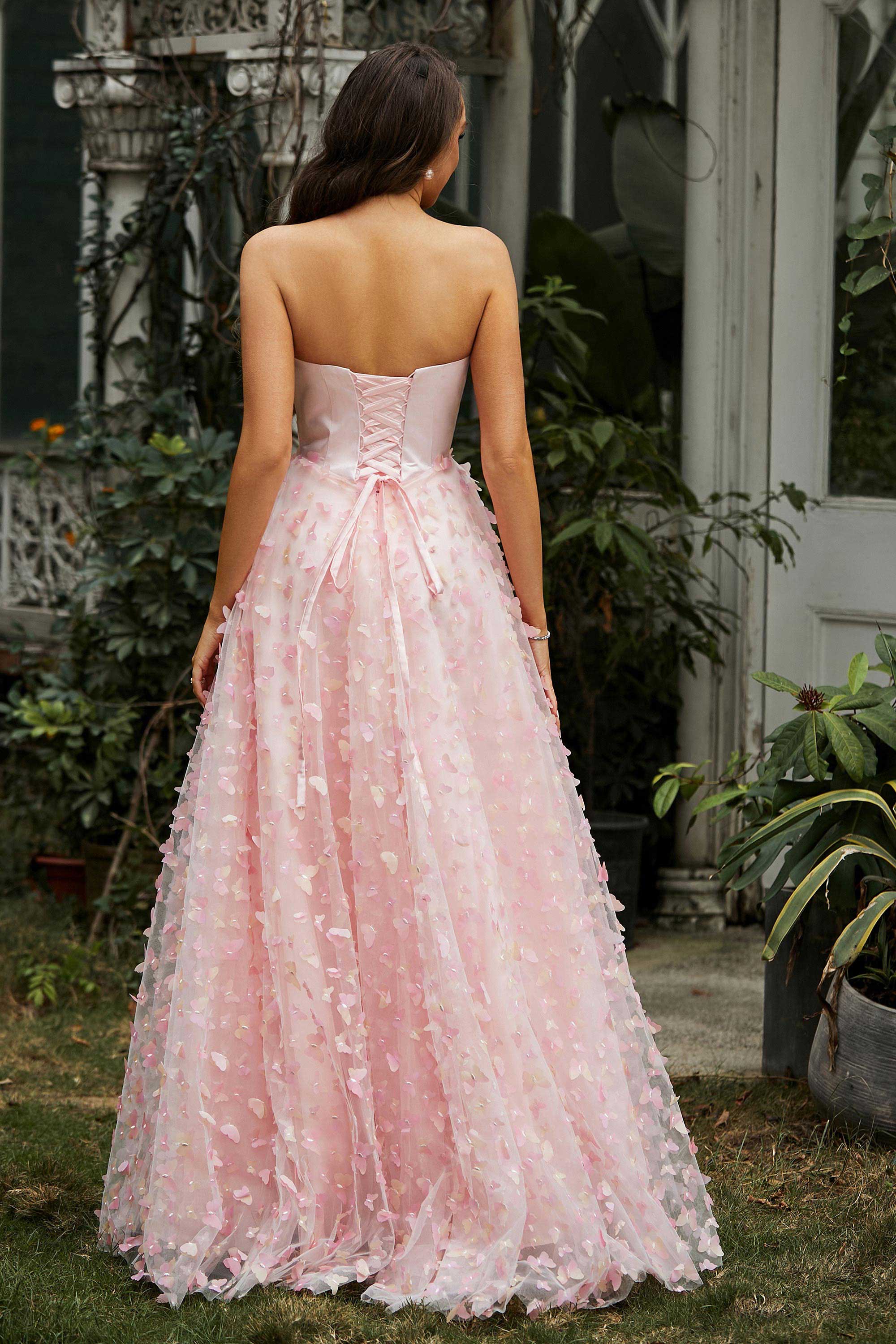 Sweetheart Applique Ruffles A-Line Floor-Length Prom Party Ball Gown Evening Wedding Dresses