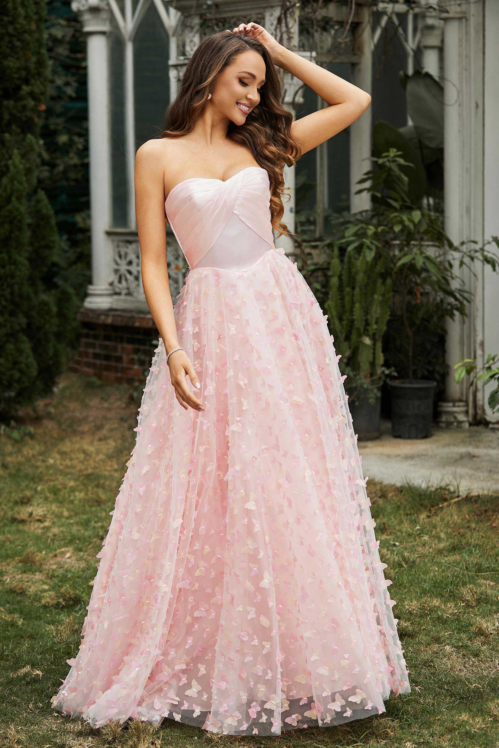 Sweetheart Applique Ruffles A-Line Floor-Length Prom Party Ball Gown Evening Wedding Dresses