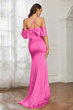 Mermaid Satin Flutter Sleeves Long Formal Evening Dresses Mother of the Bride Gowns Dresses