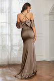 Mermaid Satin Flutter Sleeves Long Formal Evening Dresses Mother of the Bride Gowns Dresses
