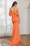 Mermaid Satin Flutter Sleeves Long Formal Evening Dresses Mother of the Bride Gowns Dresses