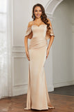 Mermaid Satin Flutter Sleeves Long Formal Evening Dresses Mother of the Bride Gowns Dresses