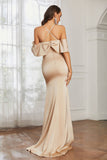 Mermaid Satin Flutter Sleeves Long Formal Evening Dresses Mother of the Bride Gowns Dresses