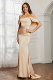 Mermaid Satin Flutter Sleeves Long Formal Evening Dresses Mother of the Bride Gowns Dresses