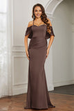 Mermaid Satin Flutter Sleeves Long Formal Evening Dresses Mother of the Bride Gowns Dresses
