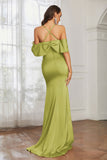 Mermaid Satin Flutter Sleeves Long Formal Evening Dresses Mother of the Bride Gowns Dresses